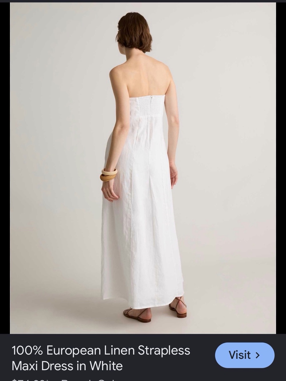 Quince 100% linen White Strapless Linen Maxi Dress - Picture 2 of 6